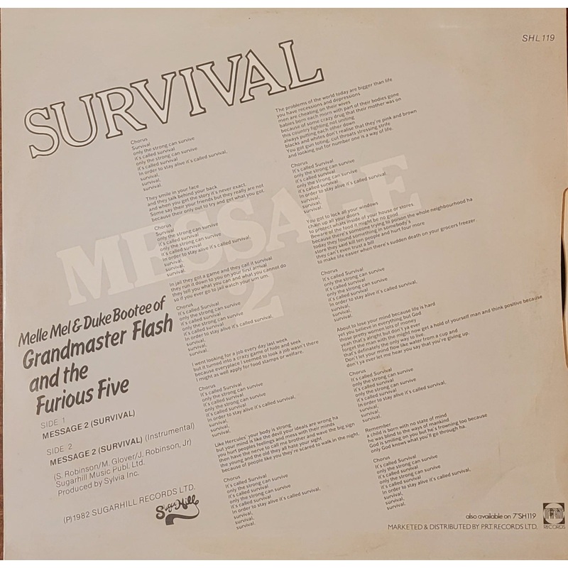 Melle Mel & Duke Bootee – Message 2 (Survival) 12 Single