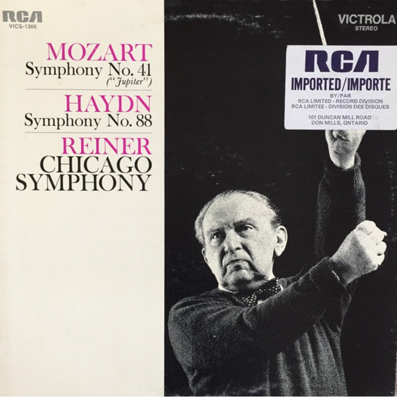 Wolfgang Amadeus Mozart / Joseph Haydn, Fritz Reiner, Chicago Symphony Orchestra – Symphony No. 41 (Jupiter) / Symphony No. 88 – LP, Comp – Very Good Plus (VG+)