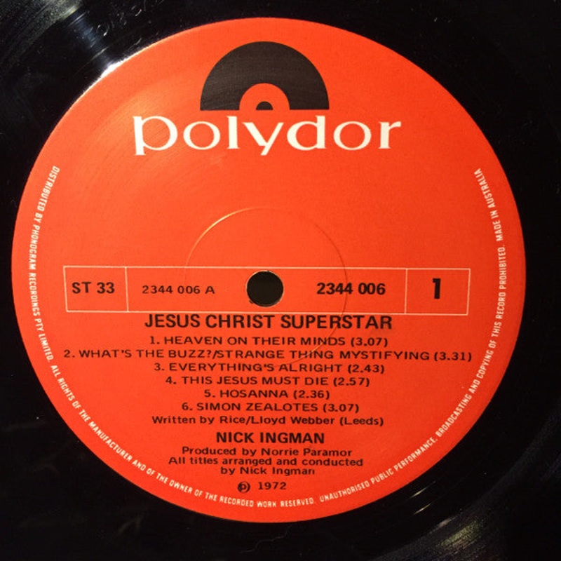 Nick Ingman – Plays Excerpts From The Rice/Lloyd Webber Rock Opera Jesus Christ-Superstar – LP, Album – Very Good (VG)
