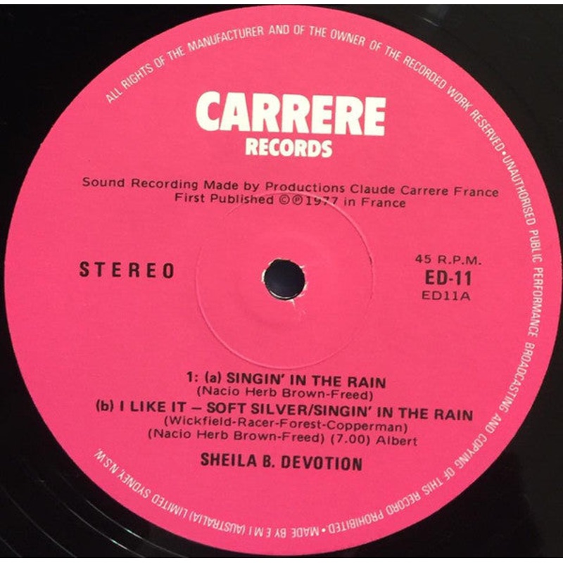 Sheila & B. Devotion – Singin In The Rain – 12 – Very Good Plus (VG+)