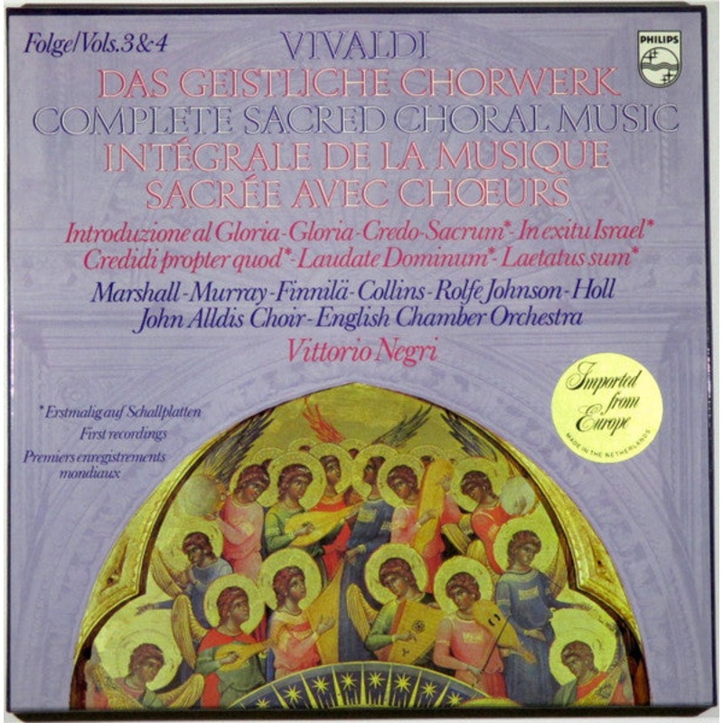 Antonio Vivaldi – Margaret Marshall – Ann Murray – Birgit Finnil – Anne Collins – Anthony Rolfe Johnson – Robert Holl, John Alldis Choir – English Chamber Orchestra, Vittorio Negri – Das Geistliche Chorwerk = Complete Sacred Choral Music = Intgrale De