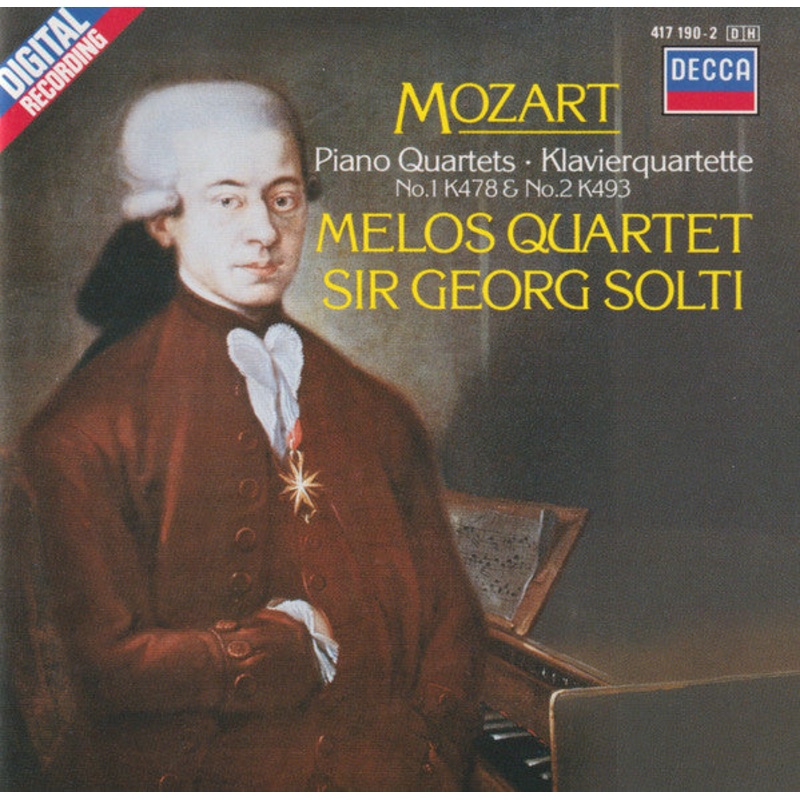 USED CD – Mozart, Melos Quartet, Sir Georg Solti  Piano Quartets = Klavierquartette No.1 K478 & No.2 K493