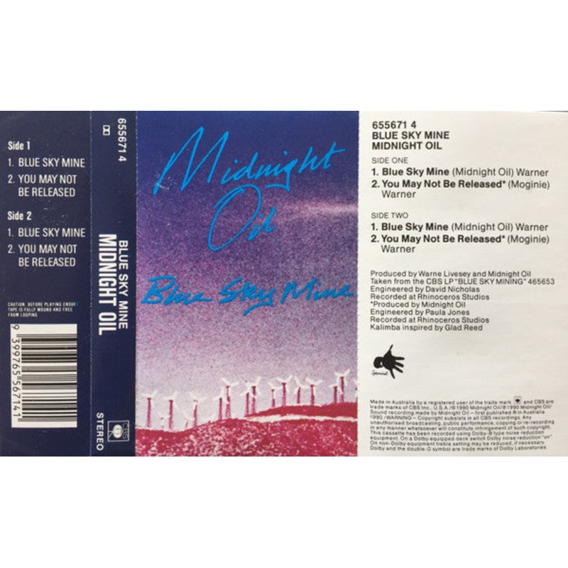 Midnight Oil – Blue Sky Mine – Cass, Single, Tra – Near Mint (NM or M-)