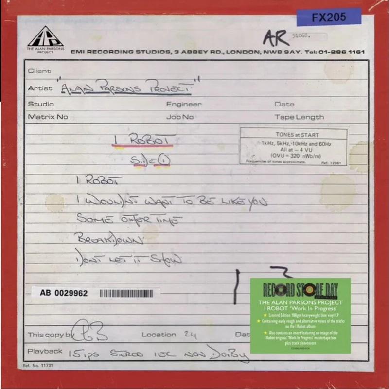 Alan Parsons Project – I Robot ‘Work In Progress’ Lp (Ltd Blue RSD 25)