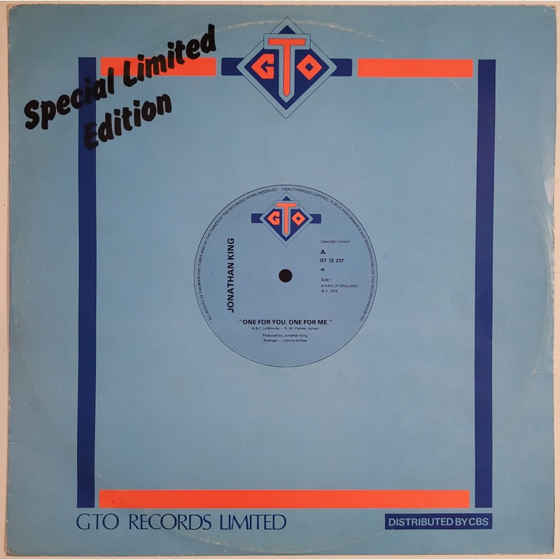 Jonathan King – One For You, One For Me 12 Single
